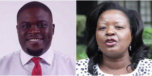 A photo collage of Nairobi Senator Johnson Sakaja and Bishop Margaret Wanjiru.