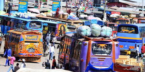 Buses and matatus pick up upcountry travellers at Nairobi's famous Machakos country bus station