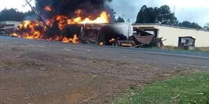 A tanker explosion along Eldoret-Webuye road, in Kakamega County on August 26, 2021