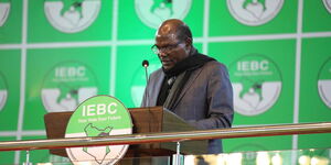 IEBC Chairperson Wafula Chebukati at the National Tallying Centre in Bomas of Kenya on Friday, August 12, 2022.
