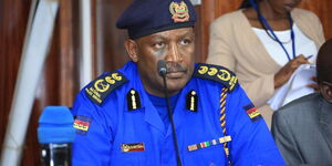 Inspector-General of Police Hillary Mutyambai speaking at the special sitting held by the National Assembly's Committee on Education on February 26.