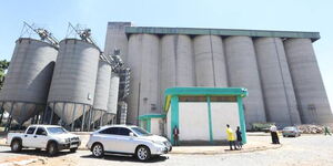 Maize silos and driers at the Eldoret National Cereals and Produce Board (NCPB) depot. 
