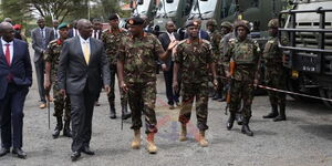 President William Samoei Ruto during the handing over of the National flag to the KDF contingent set to be deployed in the Eastern DRC on November 2, 2022.