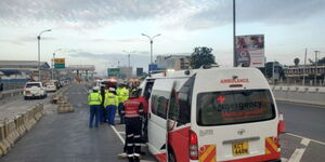 A scene of the Mombasa road accident