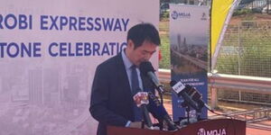 Moja Expressway CEO Steve Zhao makes his speech during the celebrations of 10 million users of the Nairobi Expressway on February 7, 2023. 