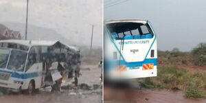 A collage of an accident involving a Kenyatta University bus on Monday March 18, 2024