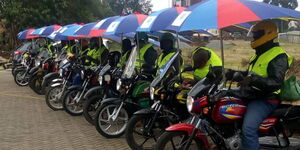 A photo of boda boda riders at a pick up stage