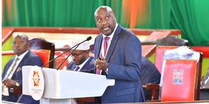  Principal Secretary for the State Department for Public Service, Amos Gathecha, during the Wage Bill Conference in Nairobi on April 15, 2024