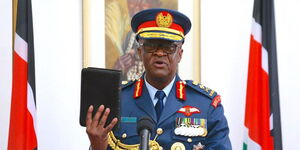 KDF Chief of Defence Forces, General Francis Ogolla during his swearing-in at State House in Nairobi on April 28, 2023