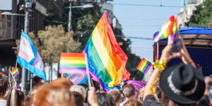 Individuals participating in a pride parade in the US