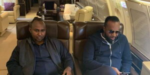 Governor Joho (right) with MP Junet Mohammed during a flight in 2020