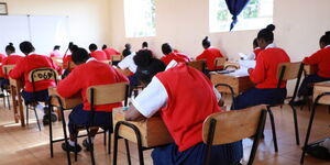  Candidates from St Anne's Girls High School, Lioki, in Kiambu County sit for KCSE papers on November 6, 2023.