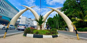 Landmark of Elephant Tusks in Mombasa County.