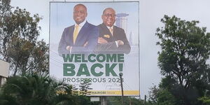Nairobi Governor Johnson Sakaja and his Deputy Njoroge Muchiri on a billboard erected in Nairobi in 2023
