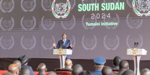 President William Ruto addresses a congregation during the South Sudan peace talks in Nairobi.