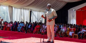 President William Ruto addresses a congregation in Kilgoris, Narok County on Sunday, March 17, 2024.