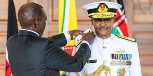 President William Ruto presiding over the swearing-in ceremony of the new Chief of Defence Forces  Charles Muriu Kahariri on May 3, 2024