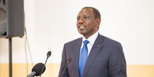 President William Ruto delivers a lecture at the Lusophone University in Guinea Bissau on April 6, 2024.