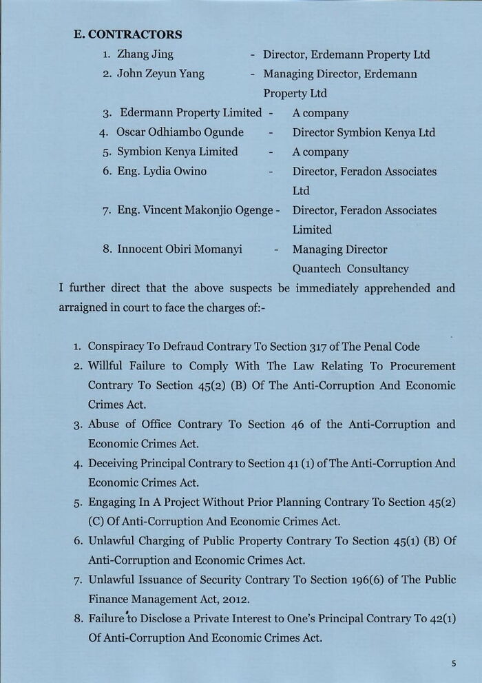 Part of the charges by Noordin Haji.