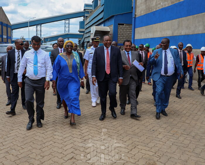 President Uhuru Kenyatta and tycoon Narendra Raval in Salgaa, Nakuru County on January 28, 2020.
