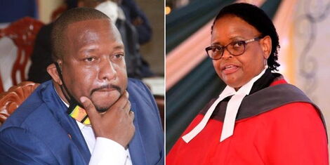 A collage of Mike Sonko and Chief Justice Martha Koome.