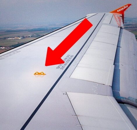 A file image of the yellow hooks on the plane's wings 
