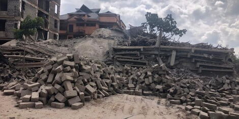 An Iage of the four story building that collapsed in gGatanga , Muranga County on Friday, December 18.