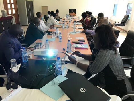 COTU Secretary General Francis Atwoli in a meeting with Masinde Muliro University officials on October 17, 2020
