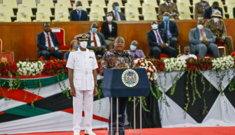 President Uhuru Kenyatta speaks at Moi International Sports Centre, Kasarani on Wednesday, February 24.