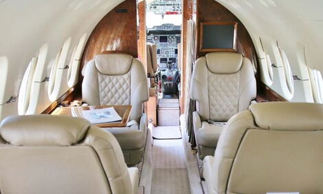The interior of the private jet, ZS-EXG.