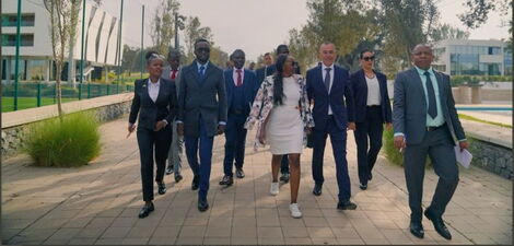 President's daughter, Charlene Ruto (centre) and her entourage visited the Mohammed VI Football Complex - Maamoura on November 9, 2022.