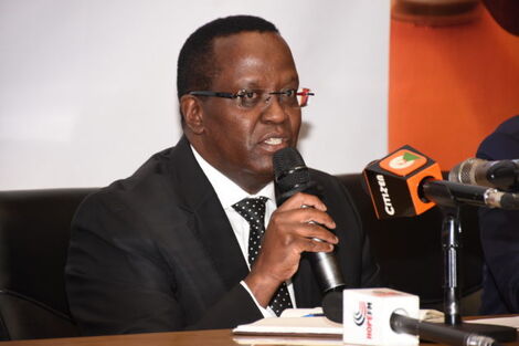 Bernard Ngugi addresses the media when he was appointed Kenya Power Managing Director and CEO on October 29, 2019.