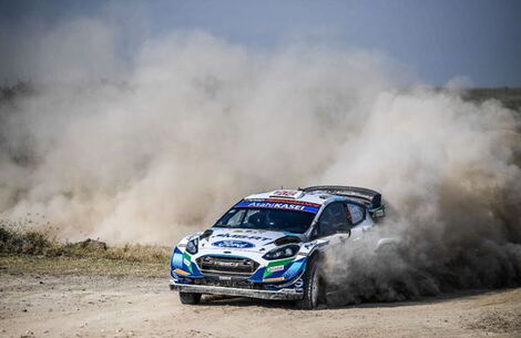 A safari rally car during the World Rally Championships