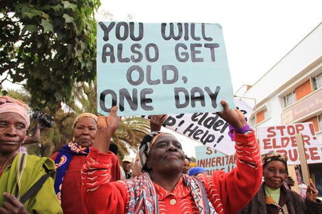 Elderly people mark the United Nations 8th Annual World Elder Abuse Awareness Day on June 15, 2013. On May 4, 2020, a group of elderly men and women held a protest in Laikipia County.