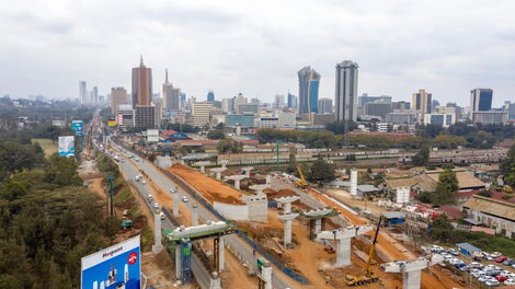 File Photo of Nairobi Expressway currently under construction running from Mlolongo to Westlands area