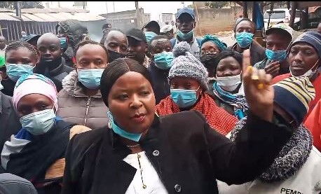Former Starehe MP Magaret Wanjiru Addressing Traders at Fig Tree Market on July 27, 2021.
