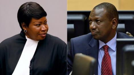 ICC Prosecutor Fatou Bensouda (left) and Deputy President William Ruto (right).