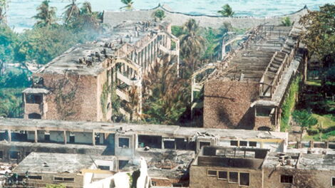 A file Image of Paradise Hotel Kikambala after the attack.