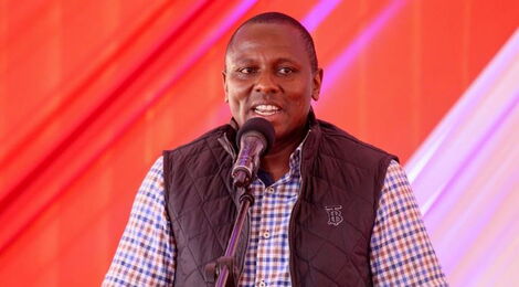 National Assembly Majority Leader Kimani Ichung'wah addresses a crowd during an event in Kirinyaga County on March 18, 2023.
