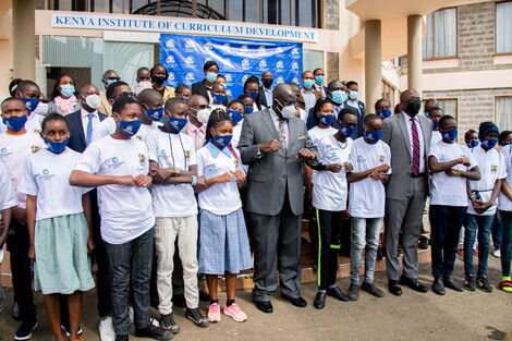 CS Magoha with Beneficiaries of Elimu Scholarship Program On Thursday July 22,2021