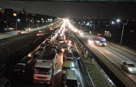 Massive traffic snarl up along Thika Road on Wednesday, January 19, 2022.