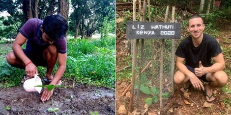 Two climate activists who planted trees on August 1, 2020.