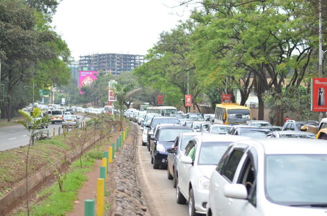 Motorists in a rush hour traffic jam along the busy Uhuru highway in Nairobi.  October 17, 2019