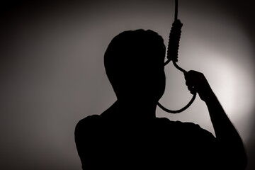 Graphic depicting a man about to commit suicide
