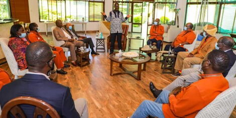 ODM leader Raila Odinga meets Mt Kenya elders at his Karen home in Nairobi