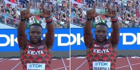 A collage image of Ferdinand Omanyala during the World Championships in Oregon, USA on July 16, 2022.