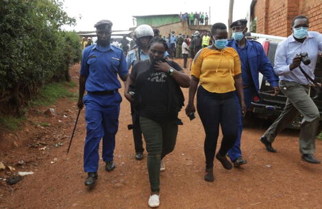 Police arrest two women in Kisii on Wednesday, December 8, 2021.