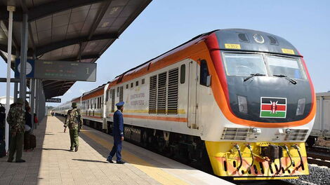 Police officers at a Kenya Railways terminal 