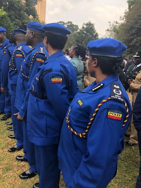 Police officers wearing new police uniforms