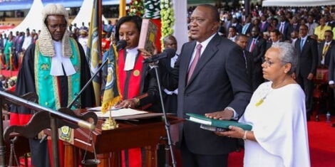 President Uhuru Kenyatta is sworn into office on November 28, 2017 at the Kasarani Stadium in Nairobi..jpg